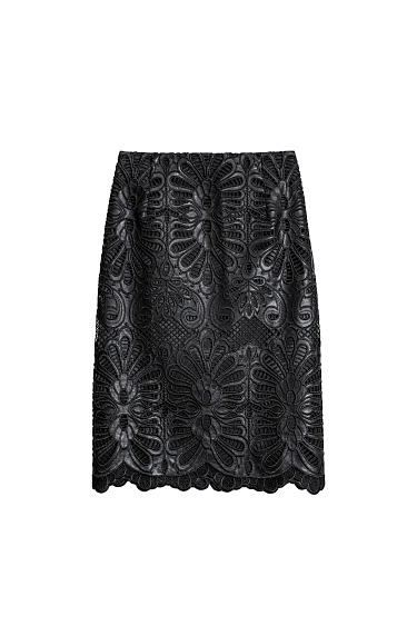 Skirt with lace made of eco-leather - BRUSNIKA Women Clothes