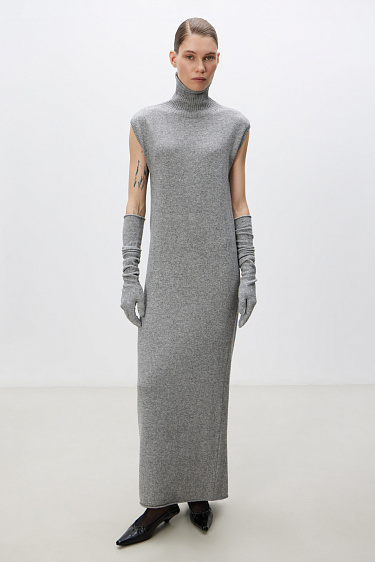 Maxi dress with high collar - BRUSNIKA Women Clothes