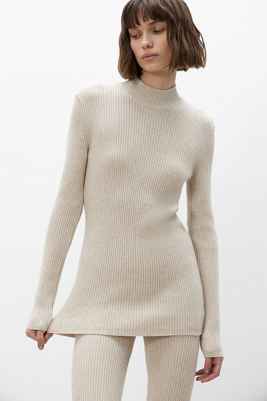Ribbed turtleneck with a stand collar - BRUSNIKA Women Clothes