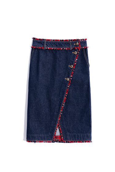 Denim midi skirt with fringe - BRUSNIKA Women Clothes