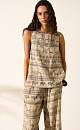 Ethnic print linen and tencel top - BRUSNIKA. Women clothes
