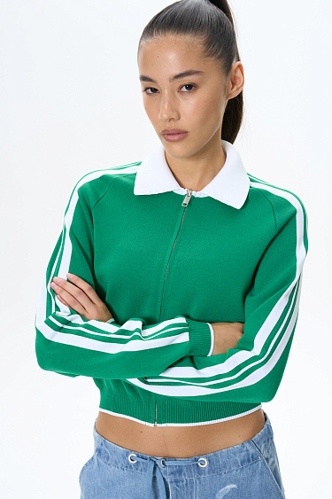 Viscose bomber jacket with a turn-down collar - BRUSNIKA Women Clothes
