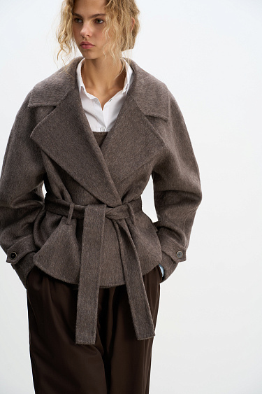 Short trench coat made of wool - BRUSNIKA Women Clothes
