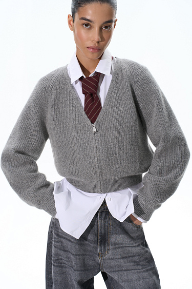 Zippered fox-fur cardigan - BRUSNIKA Women Clothes