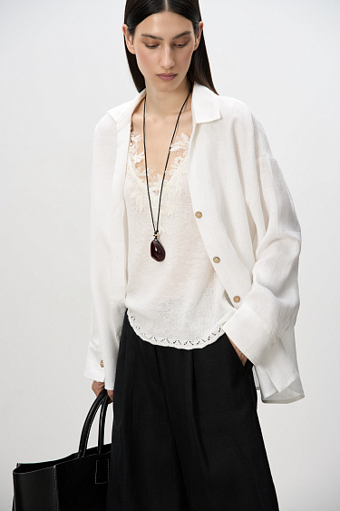 Loose 100% linen shirt - BRUSNIKA Women Clothes