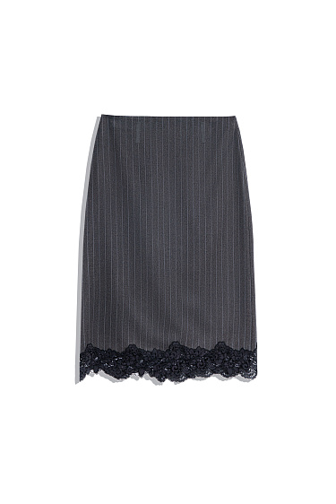 Midi skirt with lace - BRUSNIKA Women Clothes
