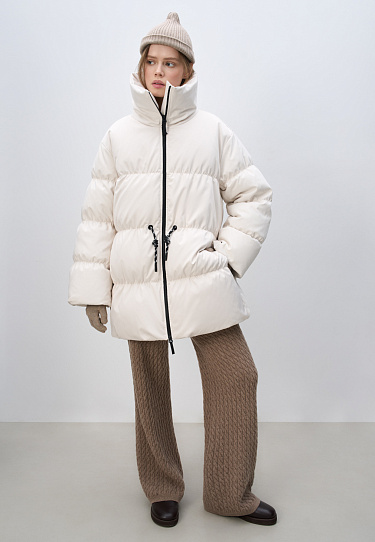 Down jacket with drawstring at the waist - BRUSNIKA Women Clothes