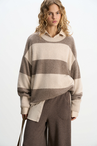 Striped fox down jumper - BRUSNIKA Women Clothes