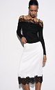 Satin midi skirt with lace - BRUSNIKA. Women clothes