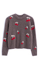 A fox down jumper with a cherry pattern - BRUSNIKA. Women clothes