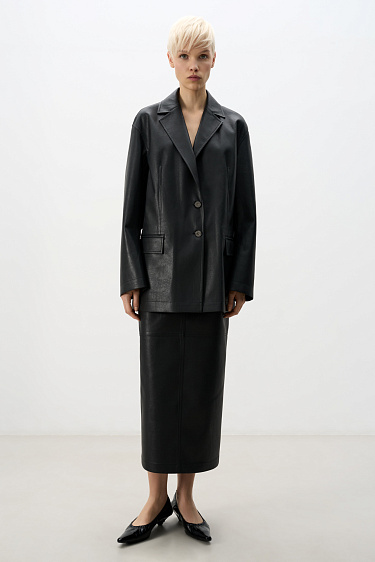 Eco-leather midi skirt - BRUSNIKA Women Clothes