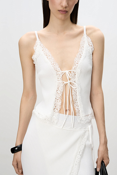 Viscose top with lace and ties - BRUSNIKA Women Clothes