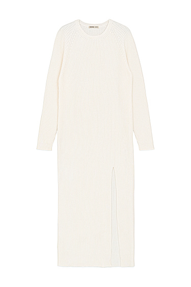 Knitted cashmere and wool dress with slit - BRUSNIKA Women Clothes