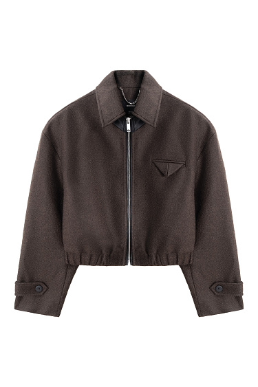 wool bomber jacket with a turn‑down collar - BRUSNIKA Women Clothes