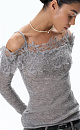 Merino wool longsleeve with lace - BRUSNIKA. Women clothes