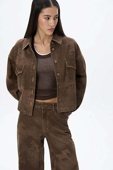 Denim shirt with horse print - BRUSNIKA Women Clothes