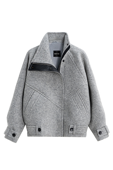 Wool bomber jacket with a stand collar - BRUSNIKA Women Clothes