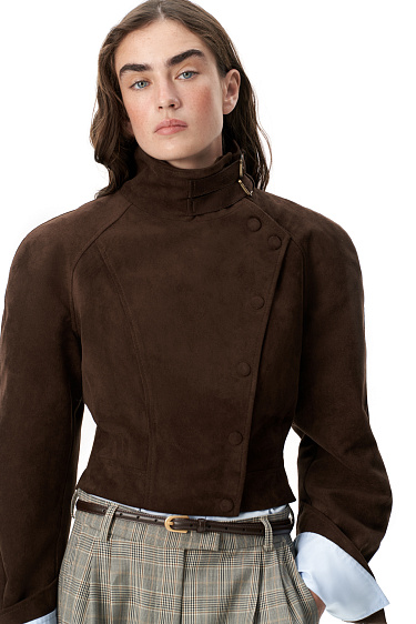 suede jacket with a stand‑up collar - BRUSNIKA Women Clothes