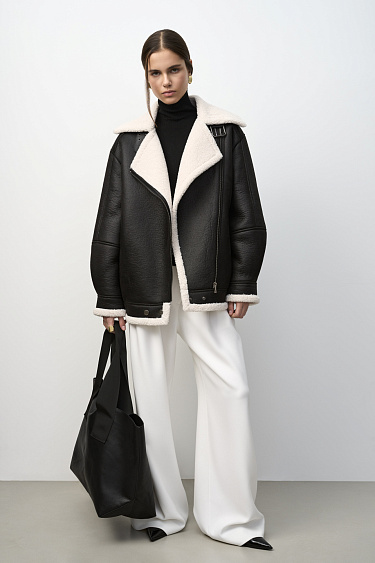 Faux leather sheepskin coat - BRUSNIKA Women Clothes