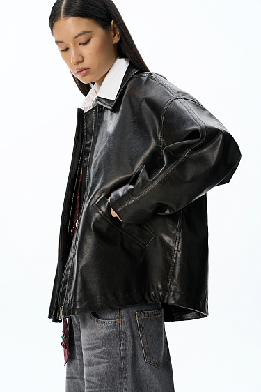 Eco-leather jacket with scuffs - BRUSNIKA Women Clothes