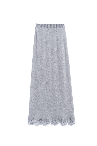 Maxi skirt of merino wool with lace - BRUSNIKA Women Clothes