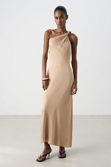 Satin dress with twist - BRUSNIKA Women Clothes