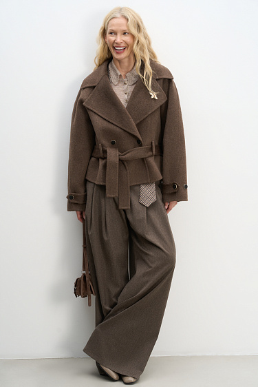 Short trench coat made of wool - BRUSNIKA Women Clothes