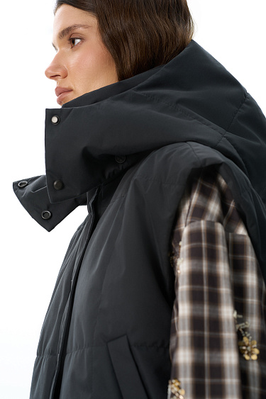 vest with a stand‑up collar and a hood - BRUSNIKA Women Clothes
