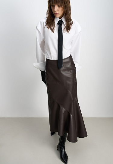 Asymmetrical faux leather skirt - BRUSNIKA Women Clothes