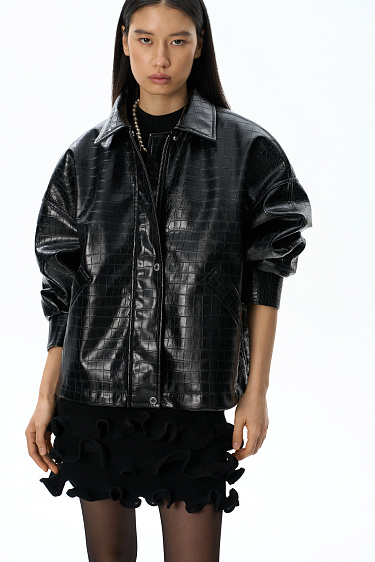 Jacket made of textured eco‑leather - BRUSNIKA Women Clothes