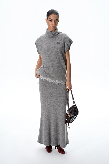 Maxi skirt made of fox fur - BRUSNIKA Women Clothes