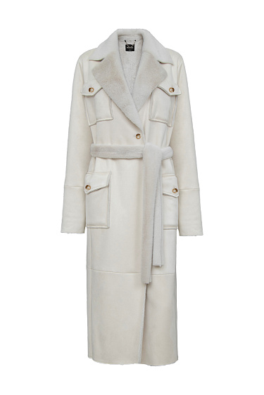 Straight-cut coat with belt - BRUSNIKA Women Clothes