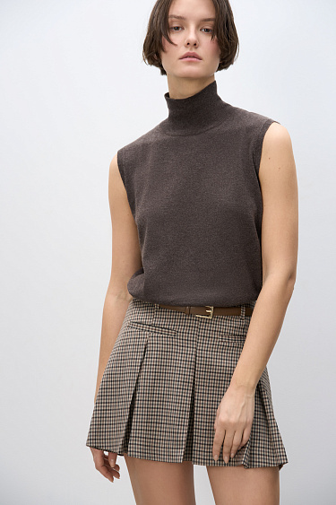 Knitted vest with a high collar - BRUSNIKA Women Clothes