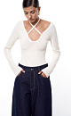 Bodysuit with cut-out and ribbon tie - BRUSNIKA. Women clothes