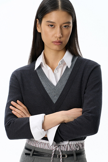 V‑neck longsleeve - BRUSNIKA Women Clothes