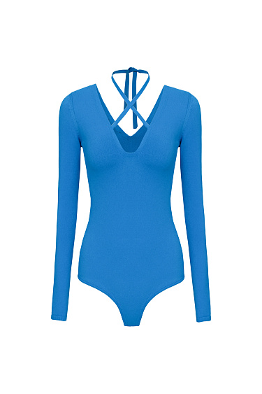 Bodysuit with cut-out and ribbon tie - BRUSNIKA Women Clothes