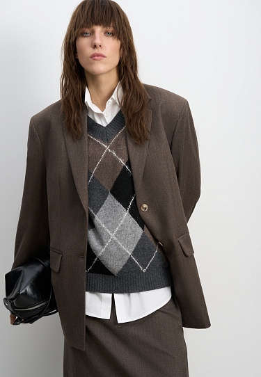 Cashmere vest with Argyle pattern - BRUSNIKA Women Clothes