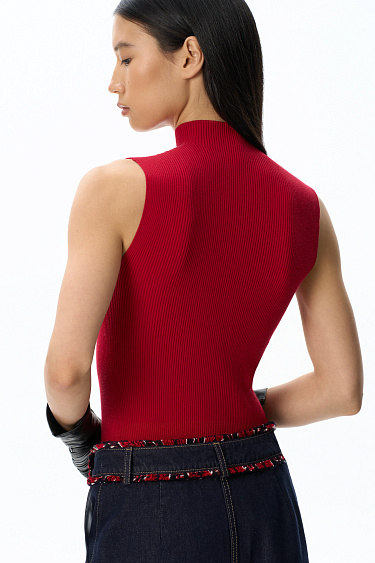 knitted viscose top with a high neck - BRUSNIKA Women Clothes