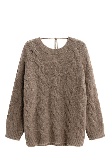 Knitted jumper with open back and braids - BRUSNIKA Women Clothes