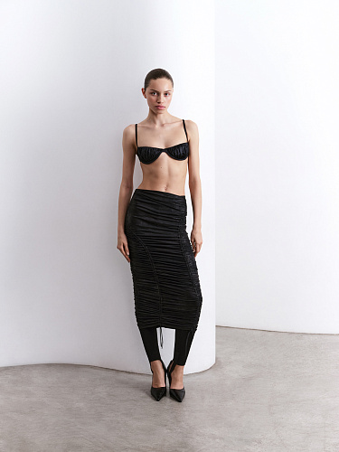 Drawstring skirt with draping - BRUSNIKA Women Clothes