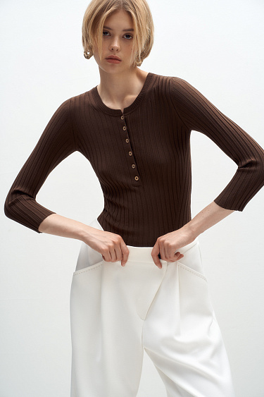 Wide rib-knit jumper - BRUSNIKA Women Clothes