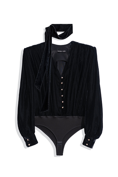 Velvet bodysuit with scarf - BRUSNIKA Women Clothes