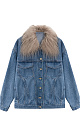Denim jacket with fur collar and vest - BRUSNIKA. Women clothes