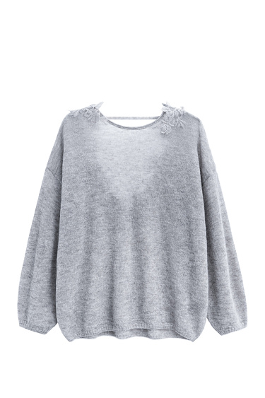 Merino wool jumper with lace - BRUSNIKA Women Clothes