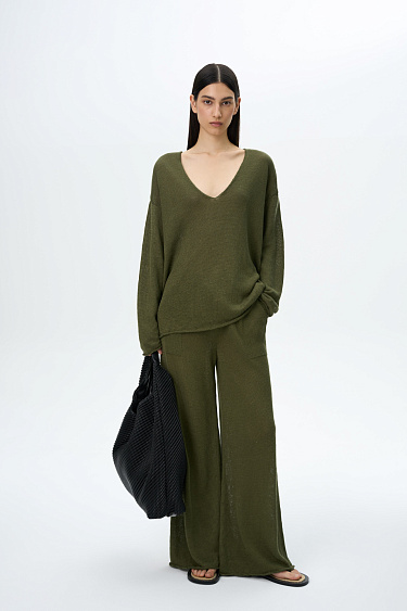 100% linen wide pants - BRUSNIKA Women Clothes