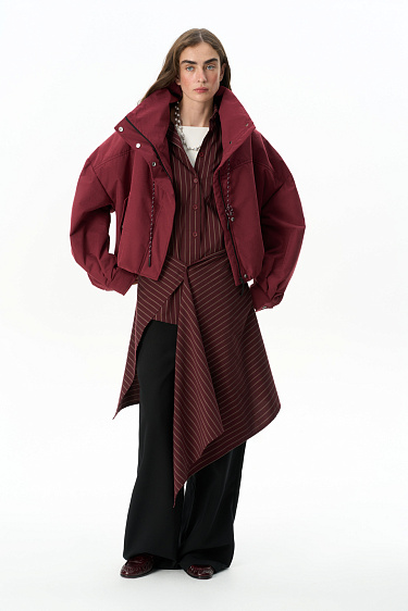 Short bomber jacket with a stand collar - BRUSNIKA Women Clothes
