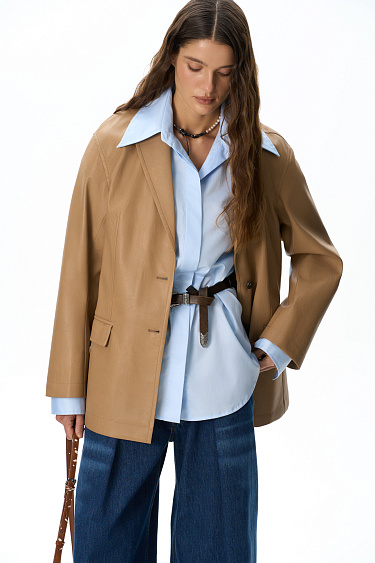 Single-breasted eco-leather jacket - BRUSNIKA Women Clothes
