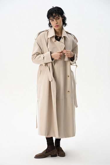Trench coat with shoulder pads - BRUSNIKA Women Clothes