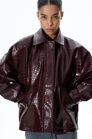 Jacket made of textured eco‑leather - BRUSNIKA Women Clothes