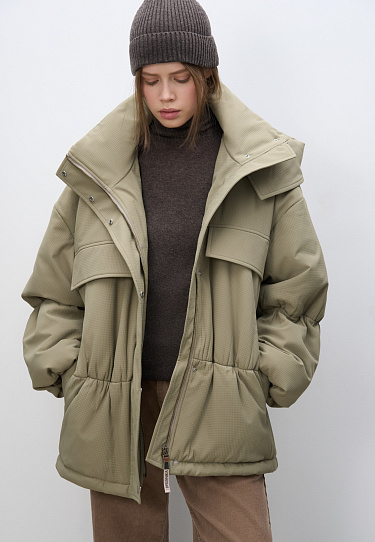 Long jacket made of textured fabric - BRUSNIKA Women Clothes